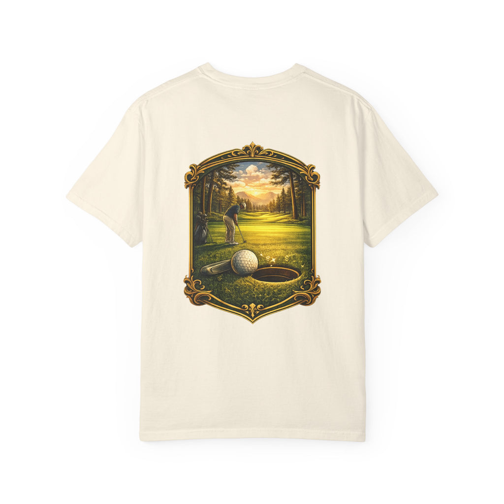 Golf Scene T-Shirt — "If You Can Read This I'm Behind The Putt" Vintage Badge Tee
