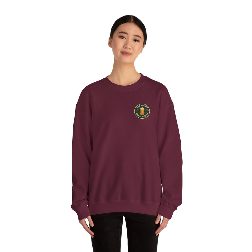 Golf Sweatshirt — "Bad at Golf, Great at Beer" Crewneck
