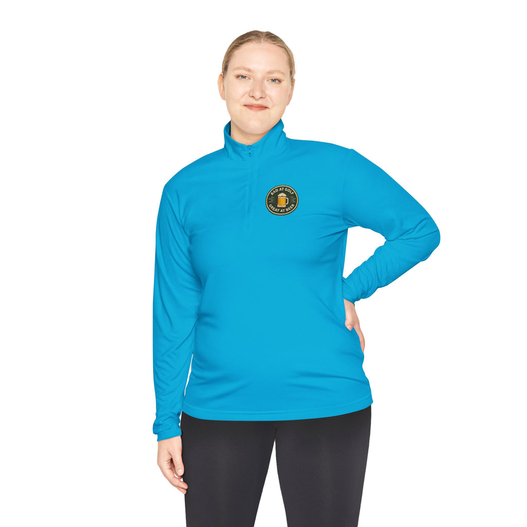 Quarter-Zip Pullover — Embroidered Green Crest Logo