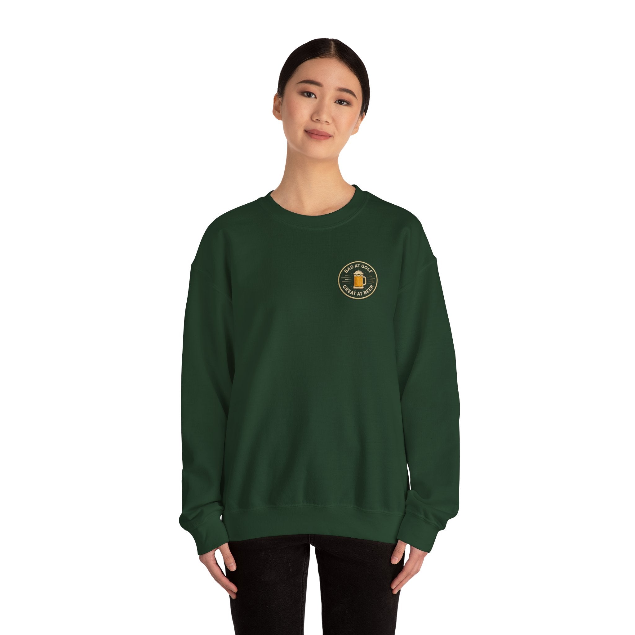 Golf Sweatshirt — "Bad at Golf, Great at Beer" Crewneck
