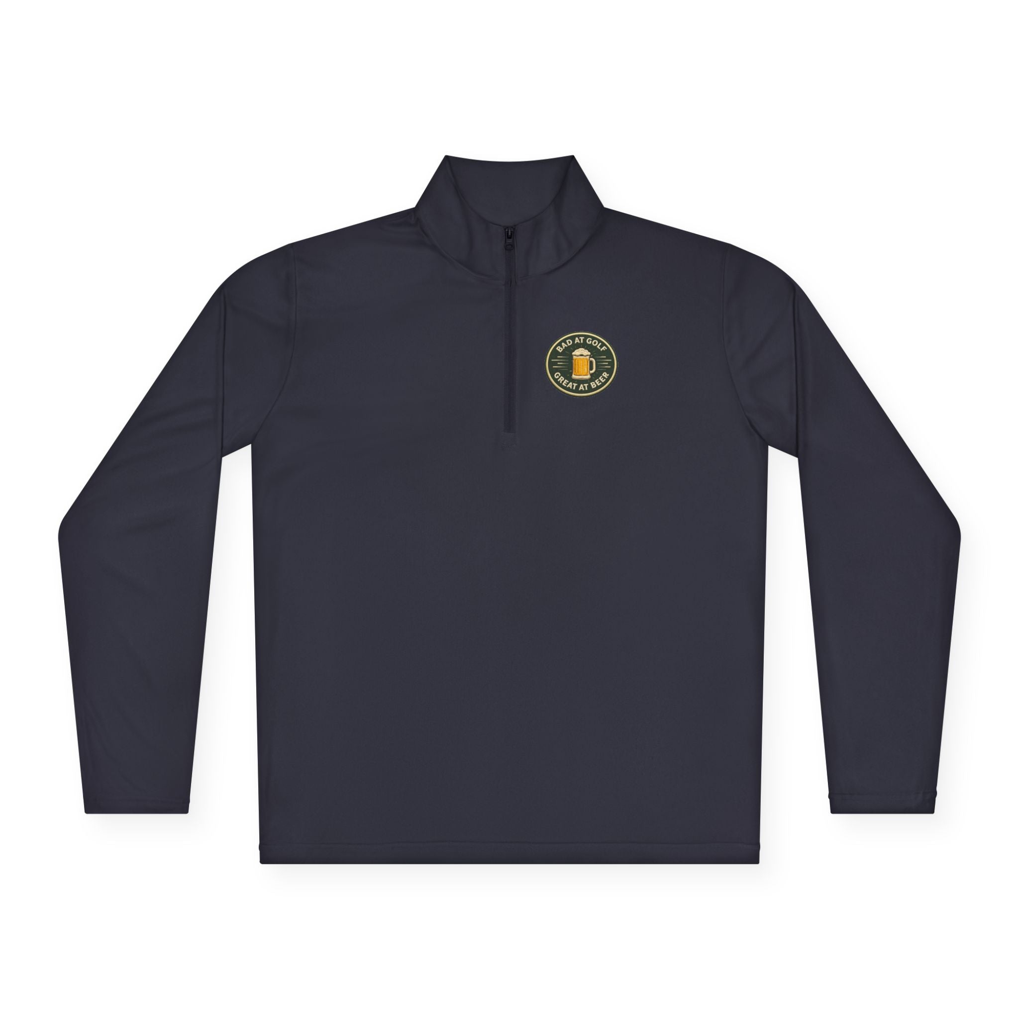 Quarter-Zip Pullover — Embroidered Green Crest Logo