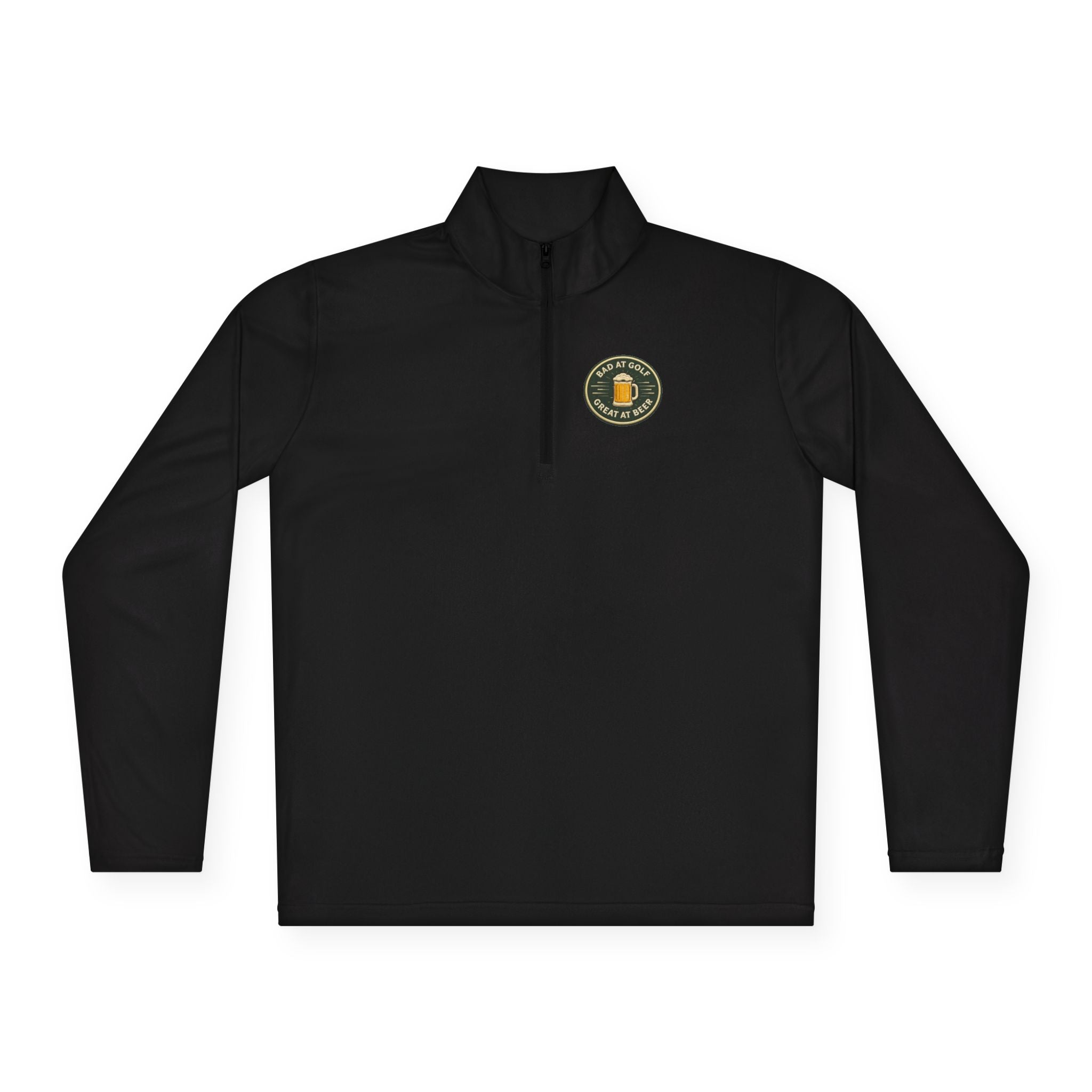 Quarter-Zip Pullover — Embroidered Green Crest Logo
