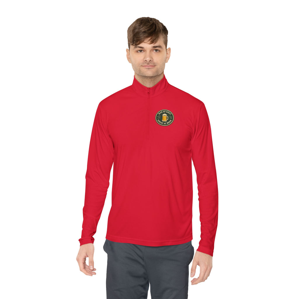 Quarter-Zip Pullover — Embroidered Green Crest Logo