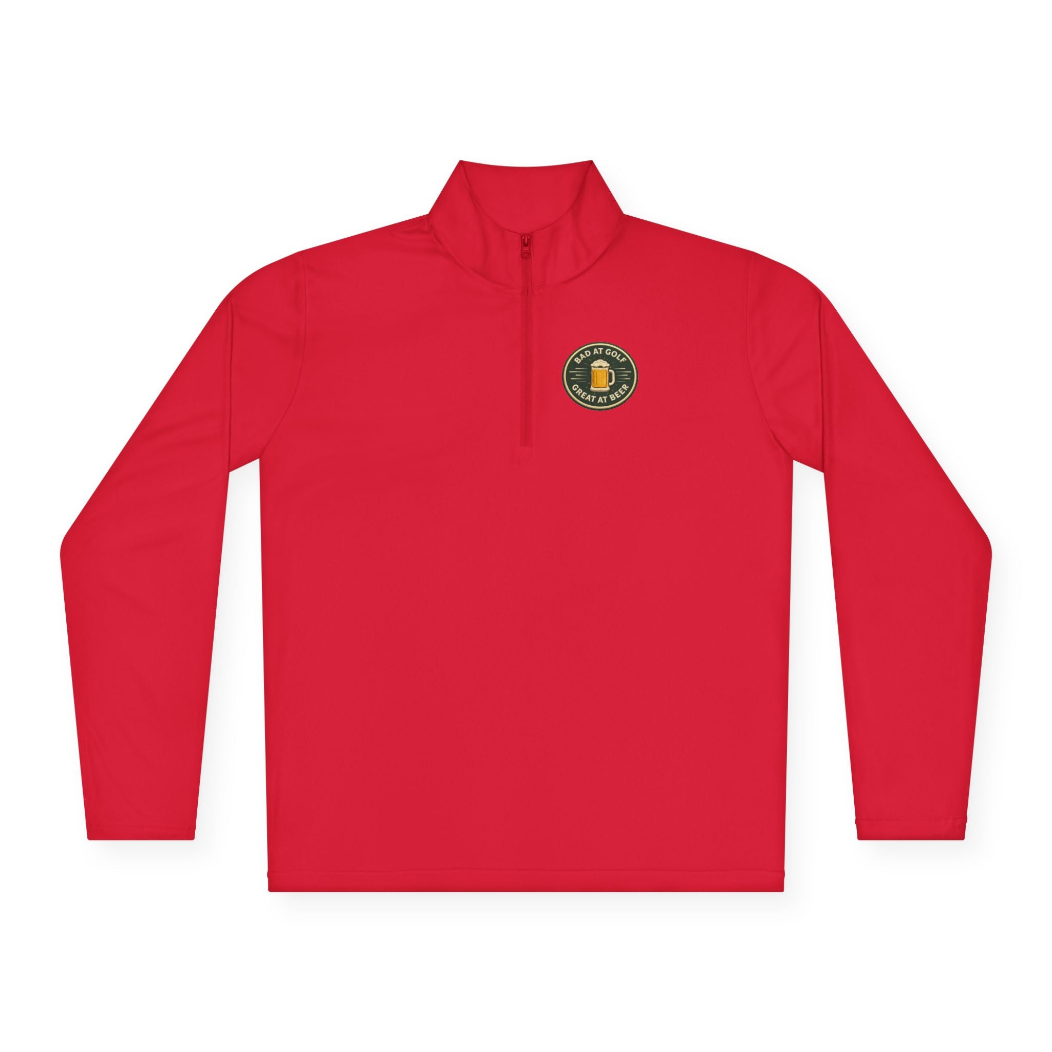 Quarter-Zip Pullover — Embroidered Green Crest Logo