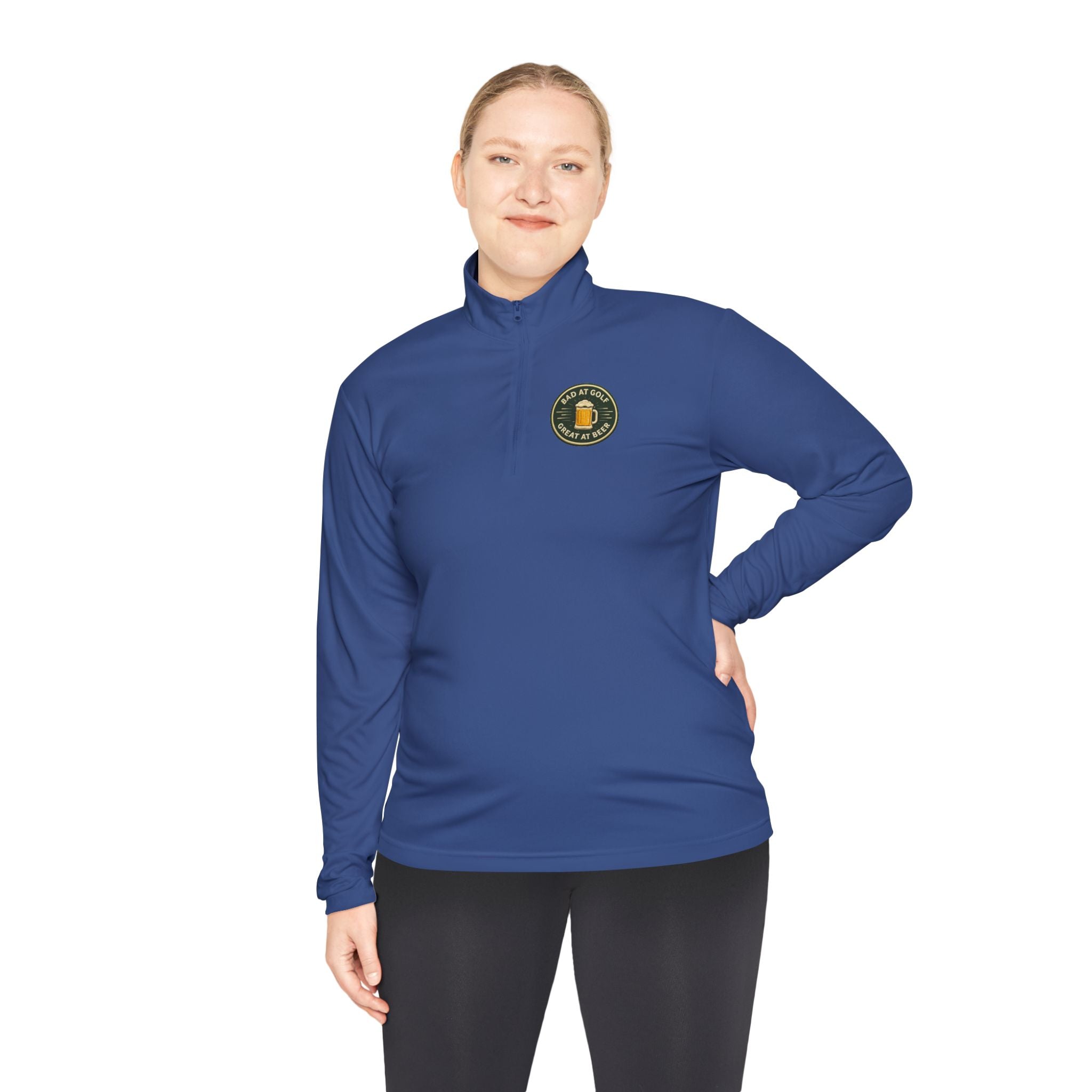 Quarter-Zip Pullover — Embroidered Green Crest Logo