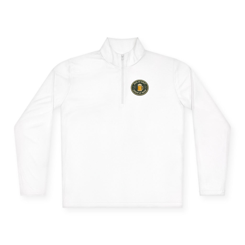 Quarter-Zip Pullover — Embroidered Green Crest Logo