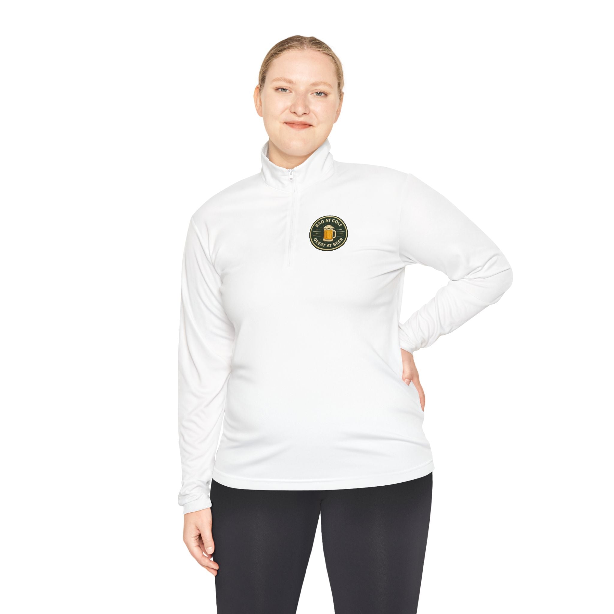 Quarter-Zip Pullover — Embroidered Green Crest Logo