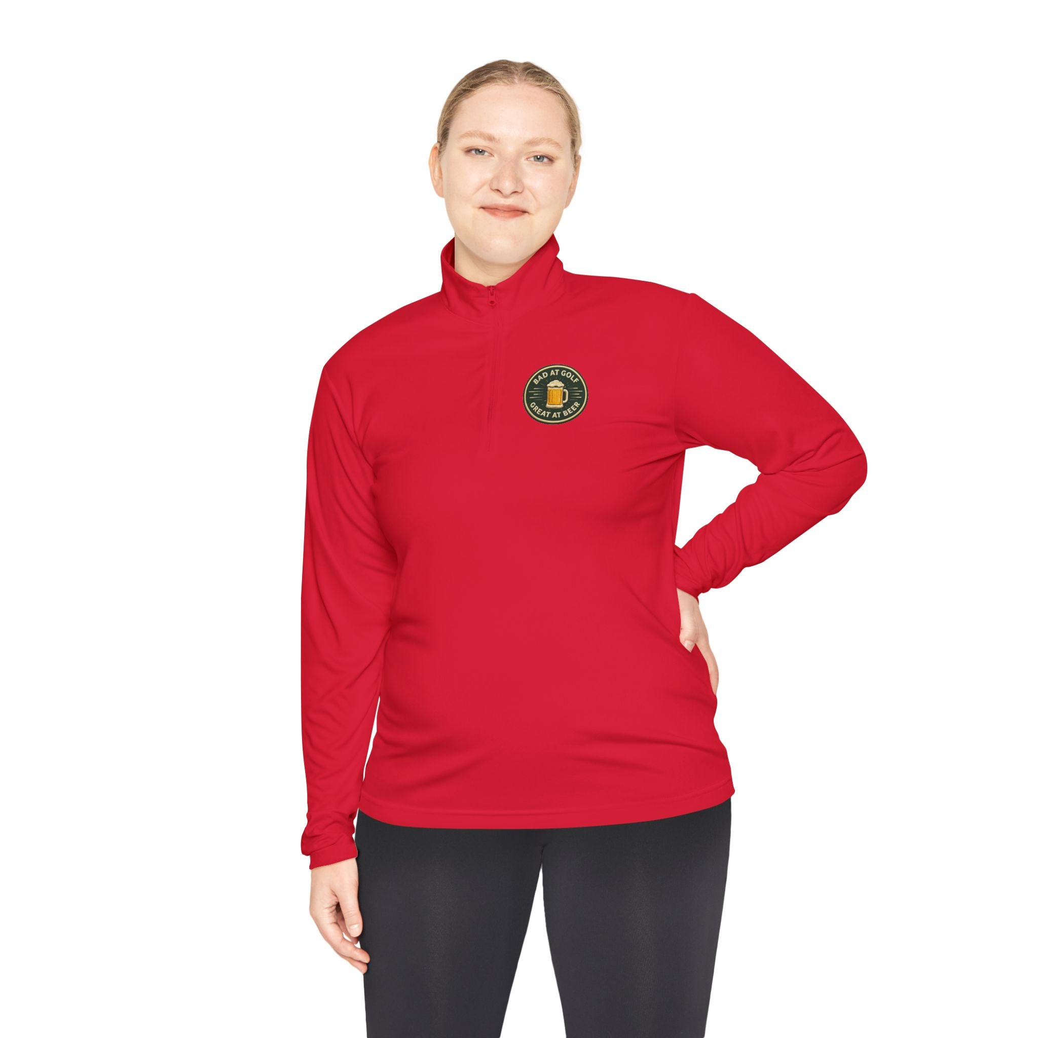 Quarter-Zip Pullover — Embroidered Green Crest Logo