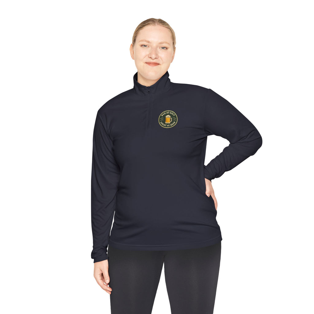 Quarter-Zip Pullover — Embroidered Green Crest Logo