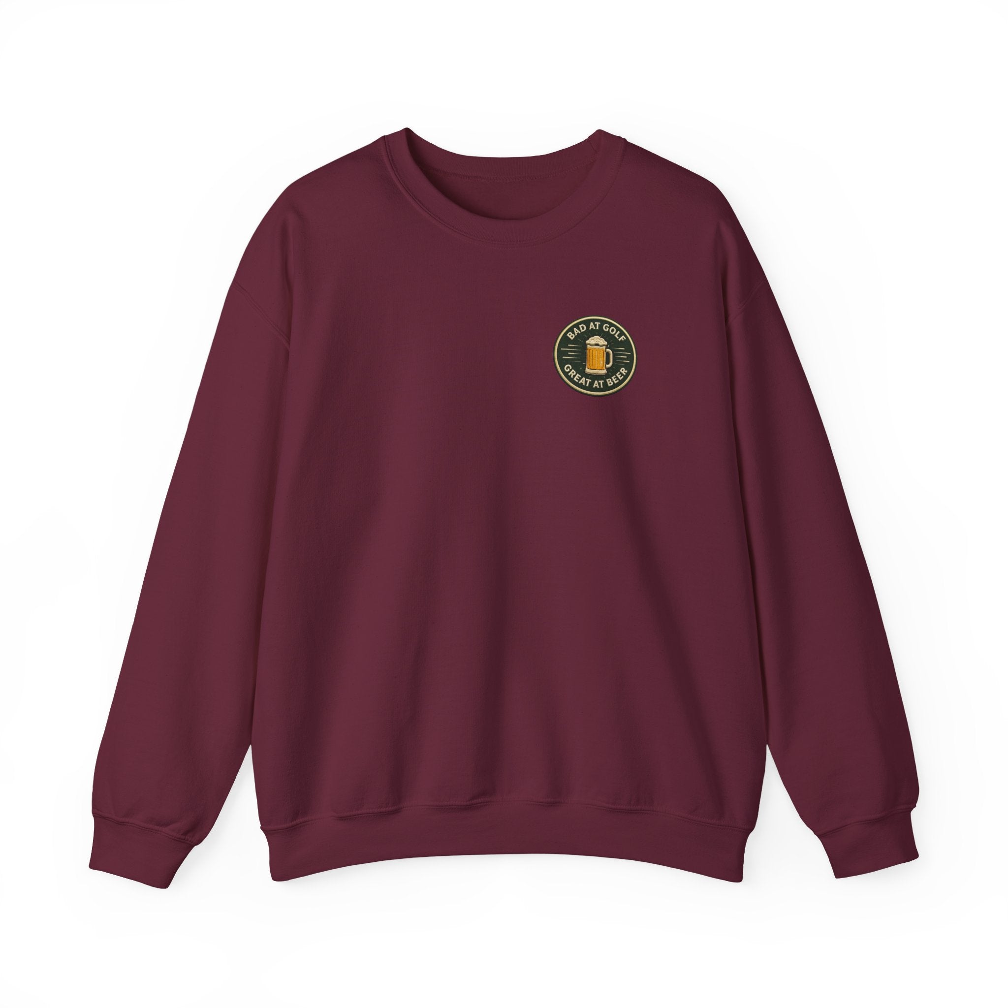 Golf Sweatshirt — "Bad at Golf, Great at Beer" Crewneck
