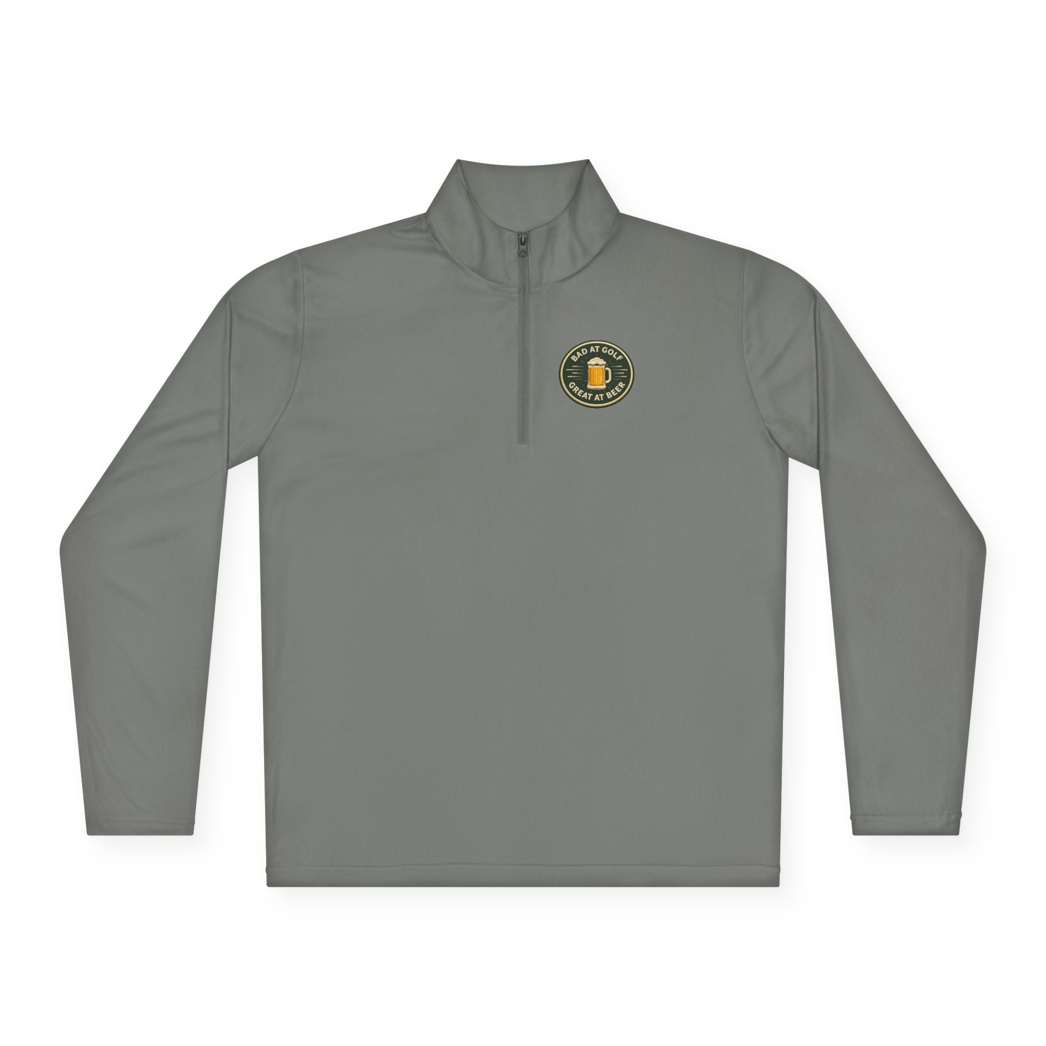 Quarter-Zip Pullover — Embroidered Green Crest Logo