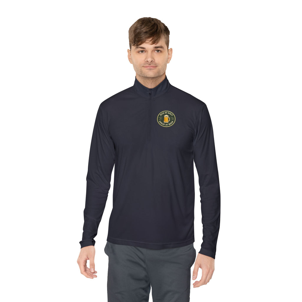 Quarter-Zip Pullover — Embroidered Green Crest Logo
