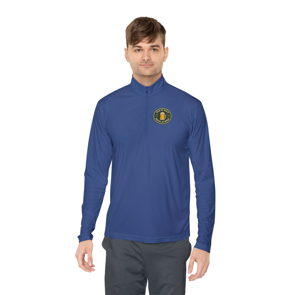 Quarter-Zip Pullover — Embroidered Green Crest Logo