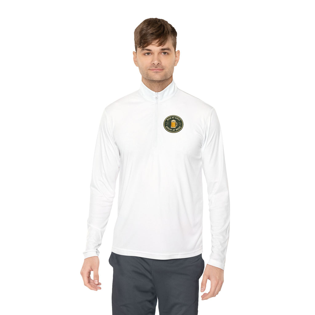 Quarter-Zip Pullover — Embroidered Green Crest Logo
